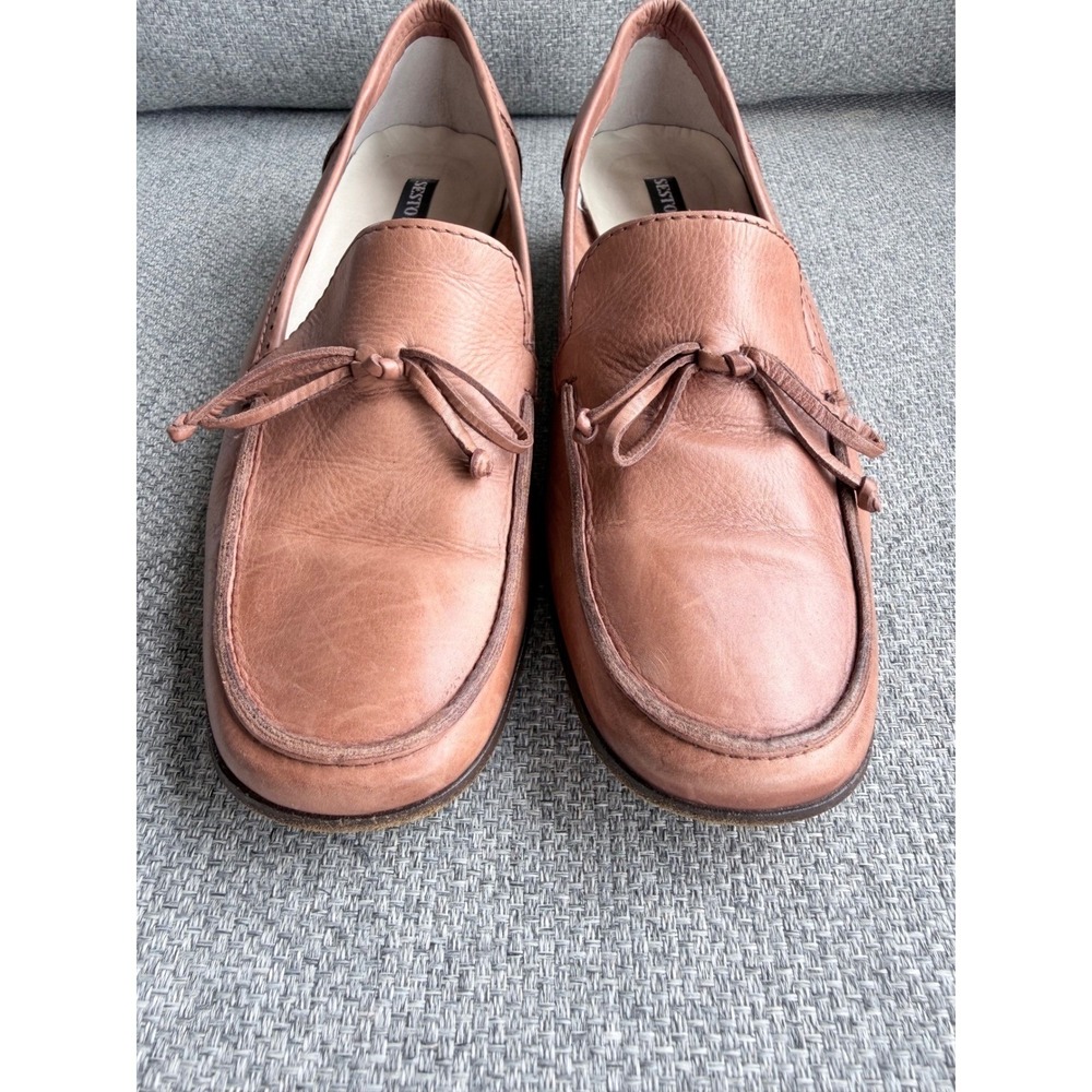 Sesto Meucci Leather Loafers Women 5.5 Tan Good Tassel Made in Italy Brogue - Picture 4 of 8